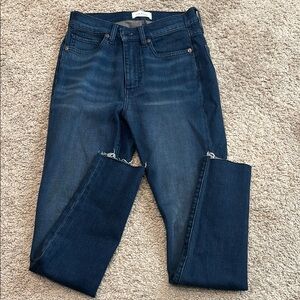 Dark Blue Denim frayed Jeans (26)